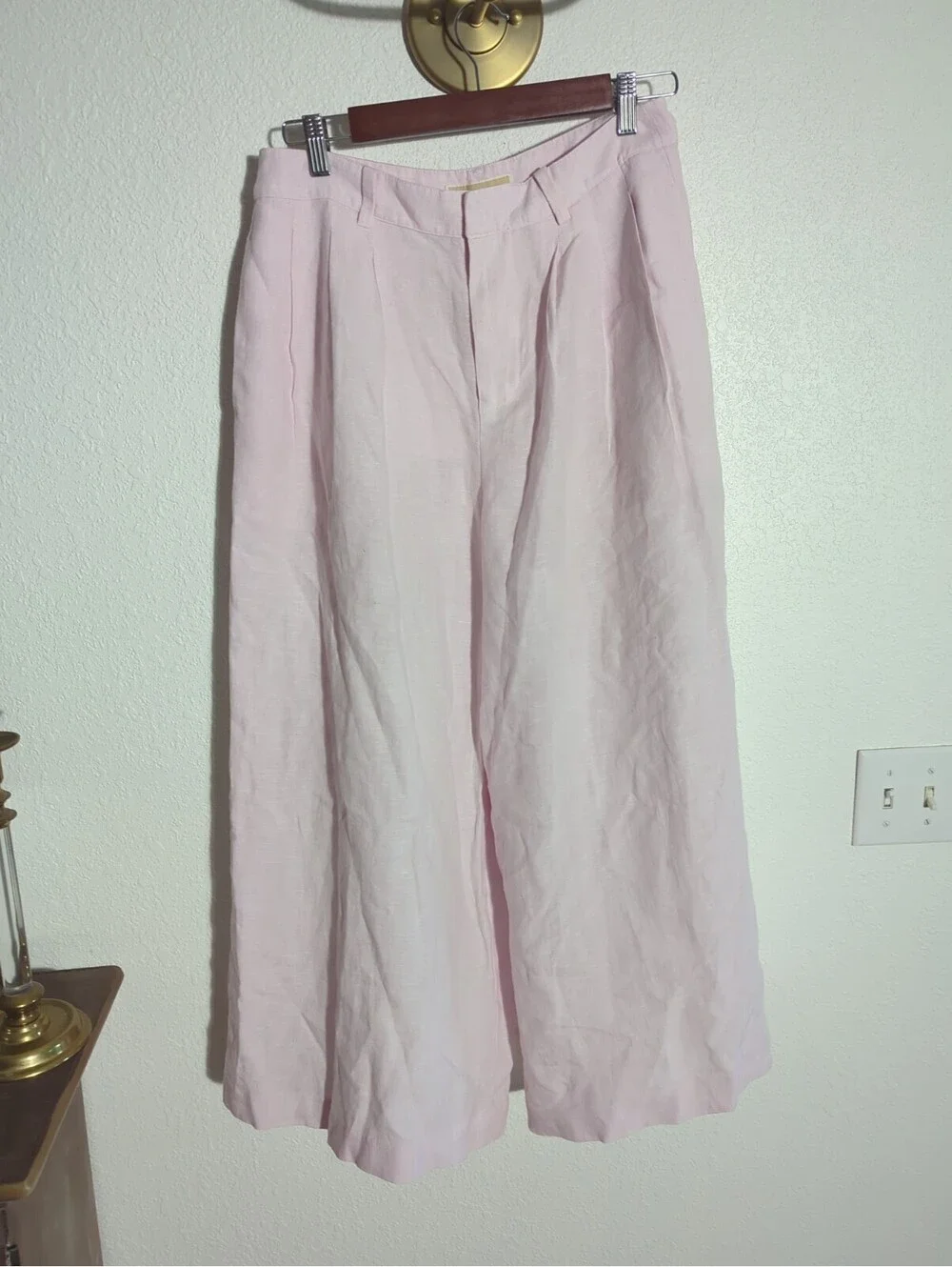 MICHAEL KORS Pleated 100% Linen Wide Leg Pants Women's Size 4 Bouquet